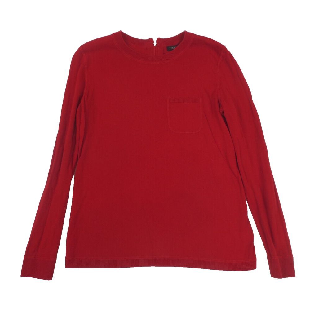 Talbots Sweater Womens Petite P Red Cotton Blend Long Sleeve Back‎ Zip Pullover